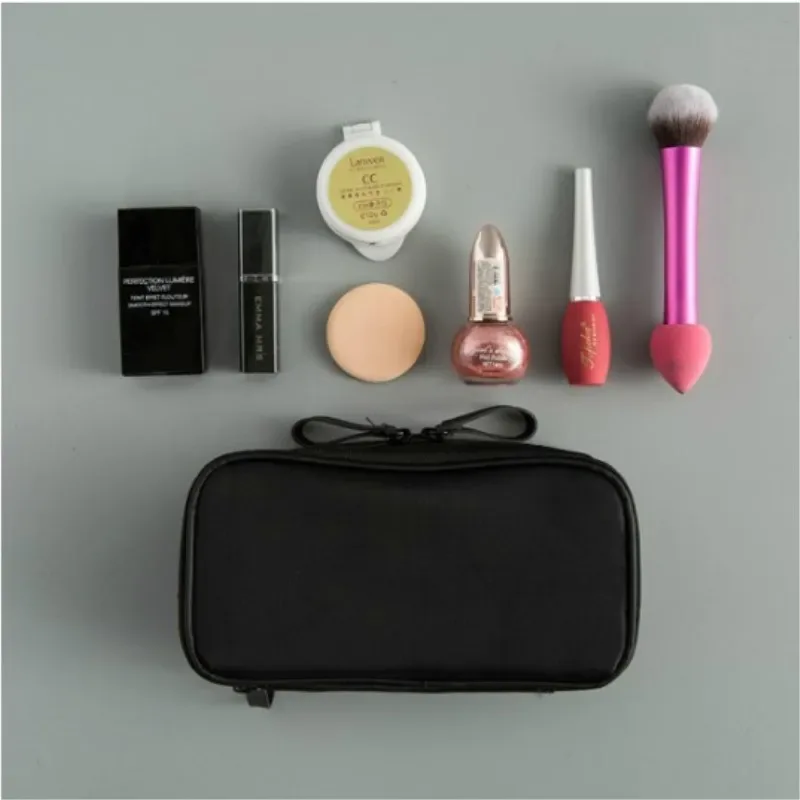 mini trousse de maquillage noire pour femmes, sac de rangement de voyage en nylon pour filles, mode quotidienne, petits sacs à cosmétiques à fermeture éclair
