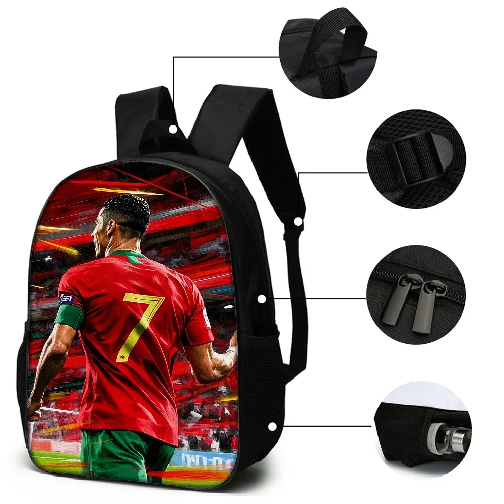 ensemble de 3 sacs à dos à motif étoile de football cr7 – sac à dos décontracté de grande capacité avec pochette et sac fourre-tout assortis, parfait pour le quotidien
