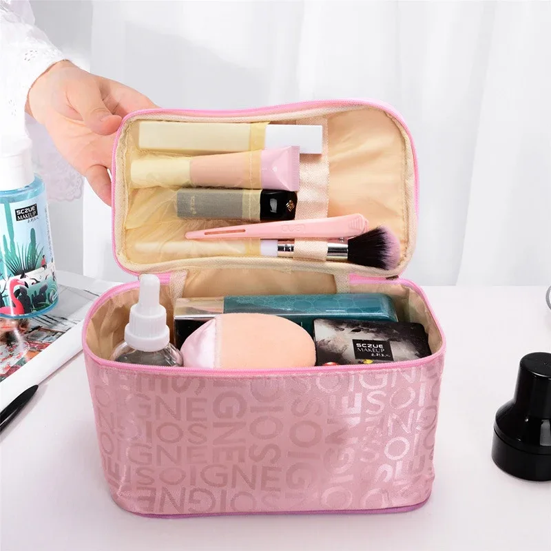 Mallette de rangement portable pour cosmétiques pour femmes, sac de voyage pour poudres cosmétiques, trousse de toilette multifonction, grande capacité d'évaluation