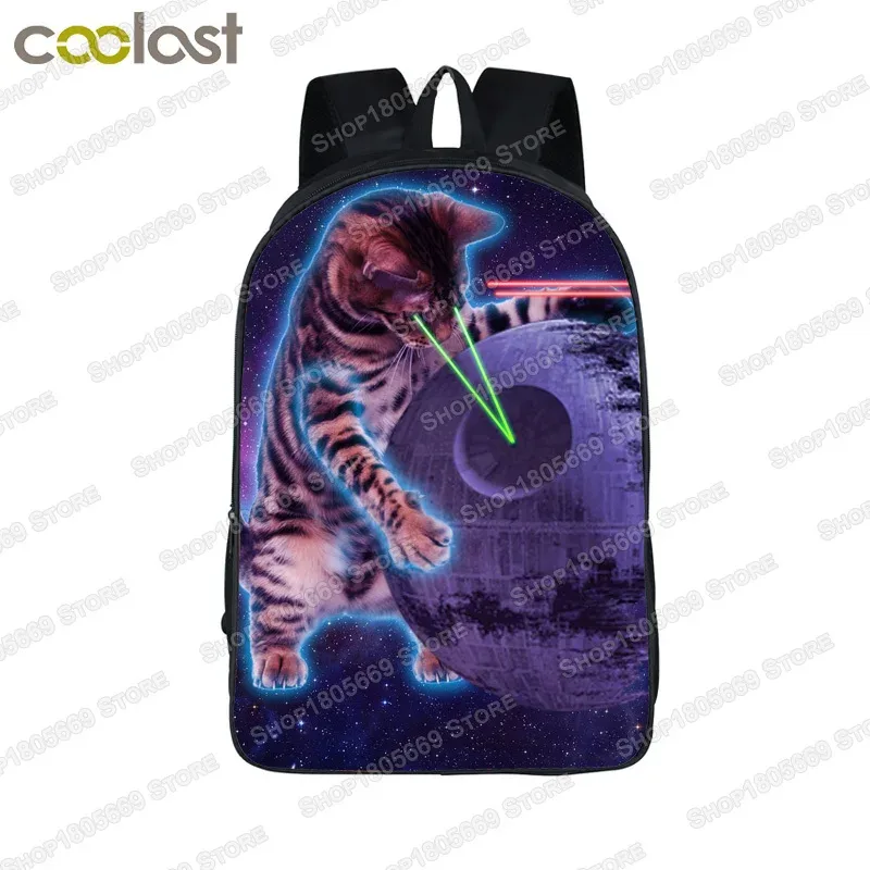 sac à dos licorne chat espace amusant, sac à dos laser chat chat, sac à dos d'école pour enfants et adolescentes, sac à livres pour enfants