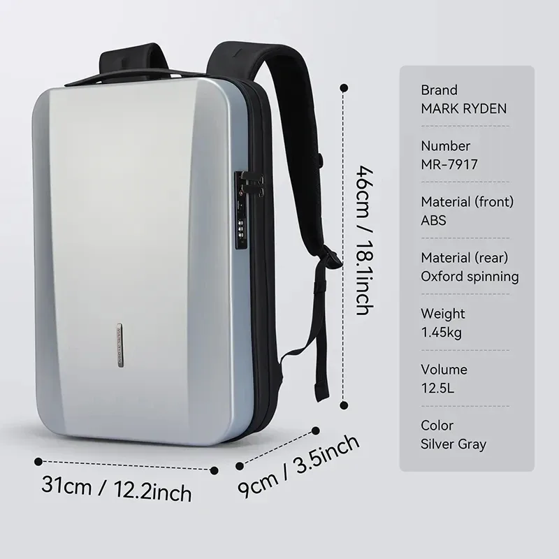 sacs pour ordinateur portable personnalisés antivol en abs mark ryden, avec serrure à code, pour voyages, vélo, moto