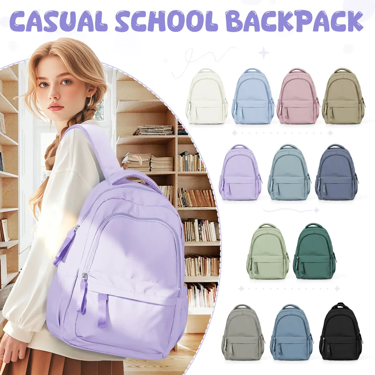 sac à dos d'école pour adolescents, sac à dos décontracté, parfait pour l'utilisation quotidienne à l'école, sac à dos pour la rentrée scolaire, sac à dos de voyage pour filles et garçons