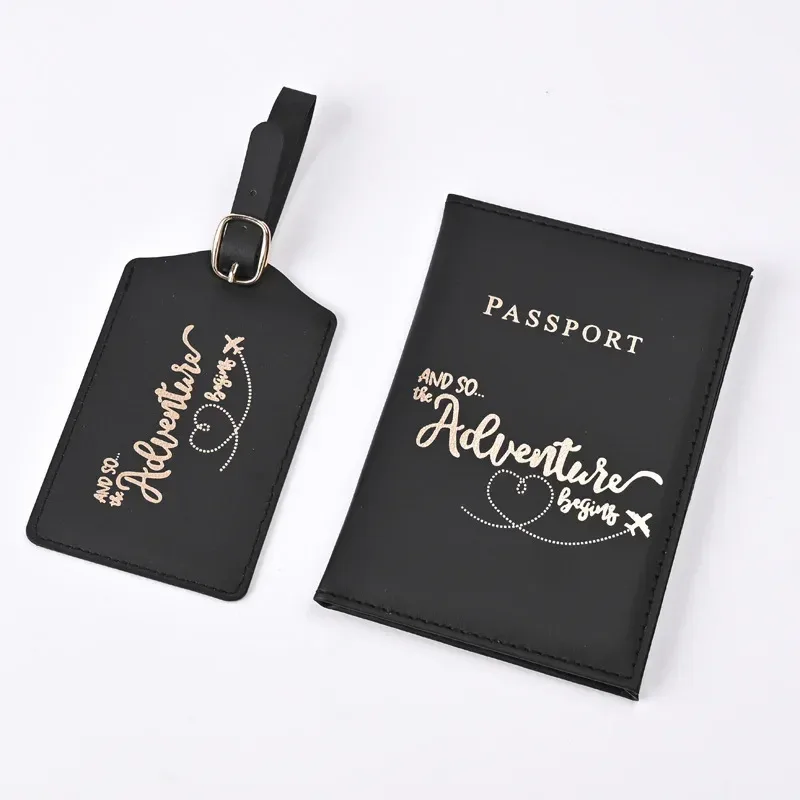 1 ensemble nouveau pu lettre impression porte-passeport étui air billet clip passeport couvre étiquette de bagage id banque porte-carte de crédit sac unisexe