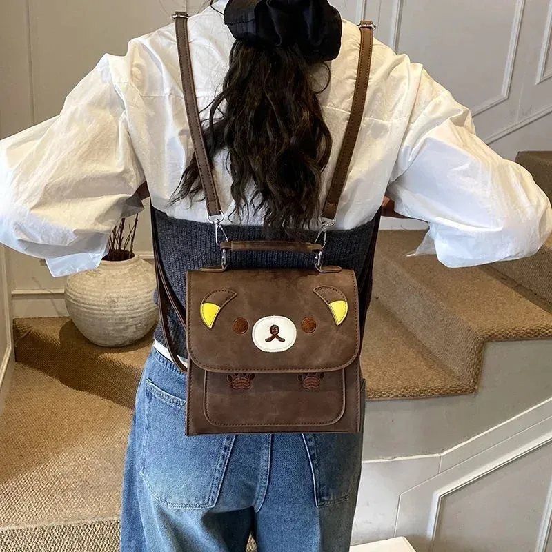 sac à dos brodé rilakkuma mignon, sac à main multi-usage, sac à bandoulière, sac décontracté pour tous les jours, cadeau pour femmes et filles
