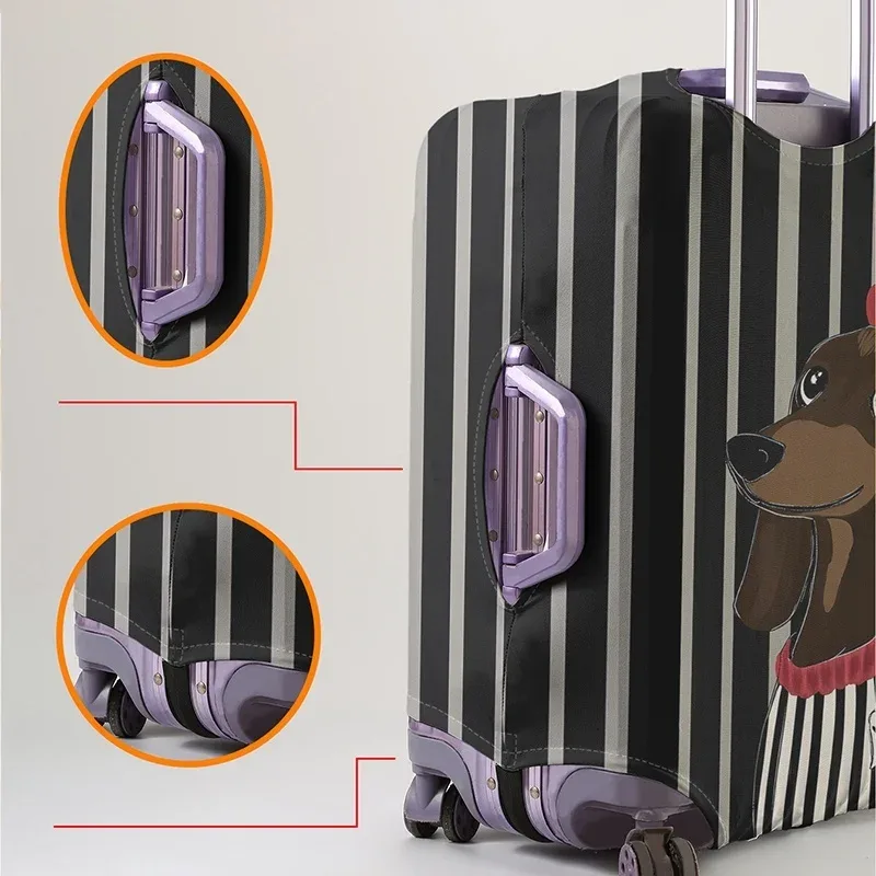 housse de protection pour bagages à motif chien saucisson, adaptée aux housses de bagages de 18 à 32 pouces, gants pour poignée de bagage, accessoires de voyage
