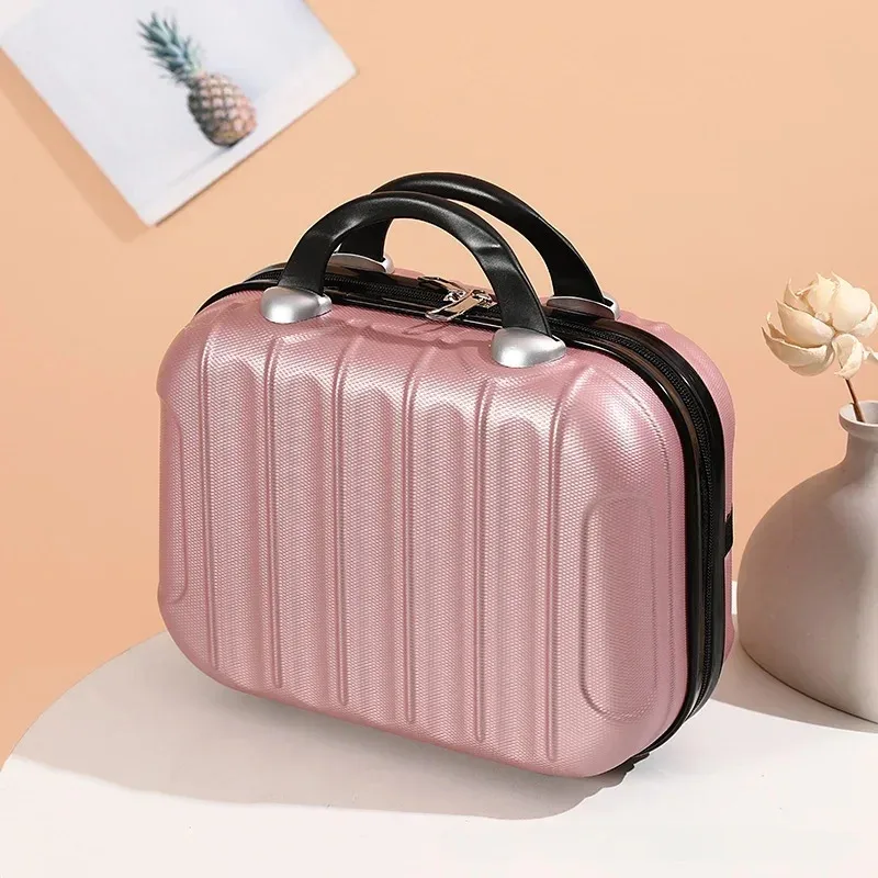 sac de maquillage de voyage pour femmes de 14 pouces, mini valise compacte en plastique abs, design uni, idéal pour un usage personnel