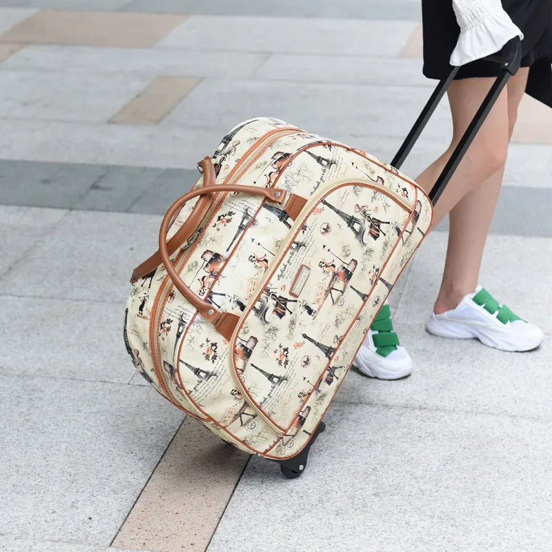 Valise de voyage de grande capacité pour femmes, sacs à roulettes, Oxford, bagages roulants étanche, sac de voyage avec roulettes