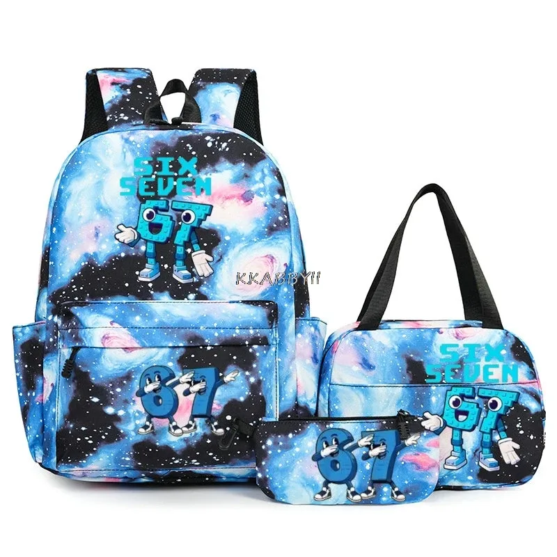 lot de 3 sacs à dos imprimés 67 six seven, style simple, légers, pour garçons et filles, sacs d'école amusants avec le numéro 67, sacs de voyage, mochilas