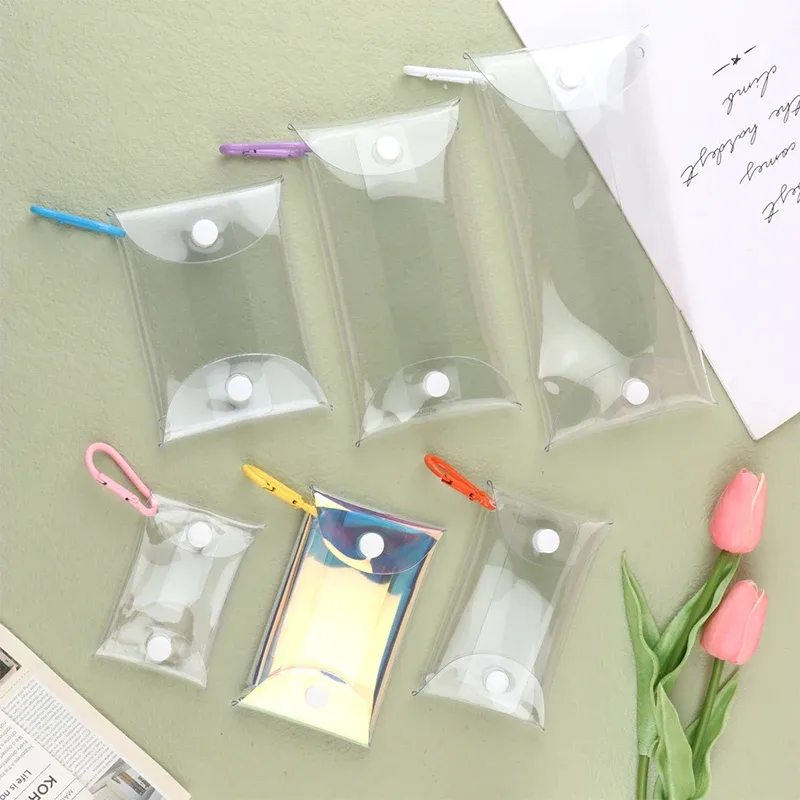 Petit portefeuille transparent en PVC pour femme, mini portefeuille pour femme, sac de rangement pour pièce de monnaie, clé, rouge à lèvres, casque, enfants, filles