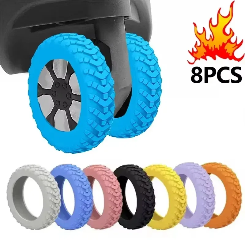 Protège-roues de bagages en silicone, couvre-roulettes anti-bruit, accessoires de bagages, 8 pièces, Nouveauté 2026