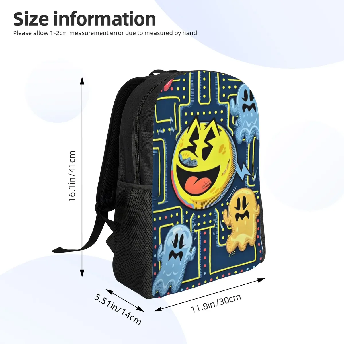 sac à main pac-man pour la rentrée scolaire jaune (5) sac à dos rétro lavable