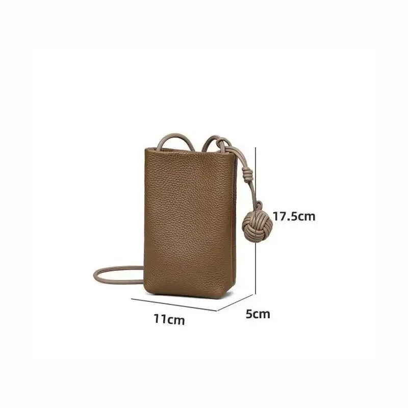 sac bandoulière pour téléphone portable femme en cuir pu souple, mignon, style littéraire, mini, petit, avec pendentif boule ronde