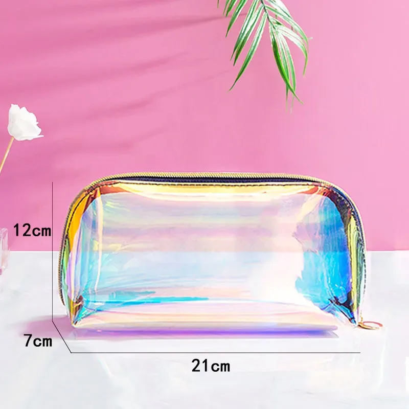 trousse de maquillage transparente en pvc pour femme, trousse de toilette, rangement de voyage étanche, sacs de lavage de beauté, mode chic