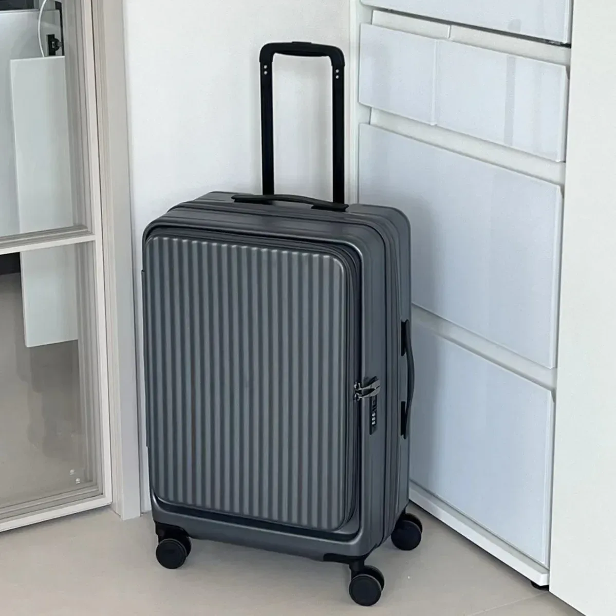valise de voyage légère à roulettes, extensible et multifonctionnelle, à coque rigide en pc de 20 pouces, à ouverture frontale, 2025