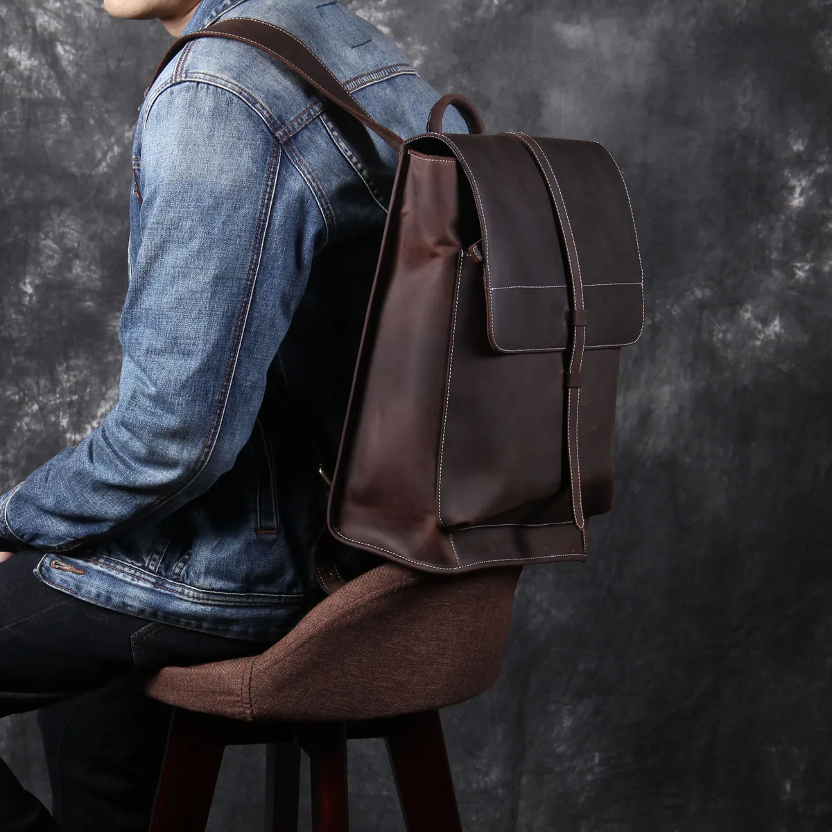 sac à dos vintage en cuir véritable pour homme, fait main, en cuir pleine fleur, sac à bandoulière pour ordinateur portable, sac crazy horse, mode pour homme
