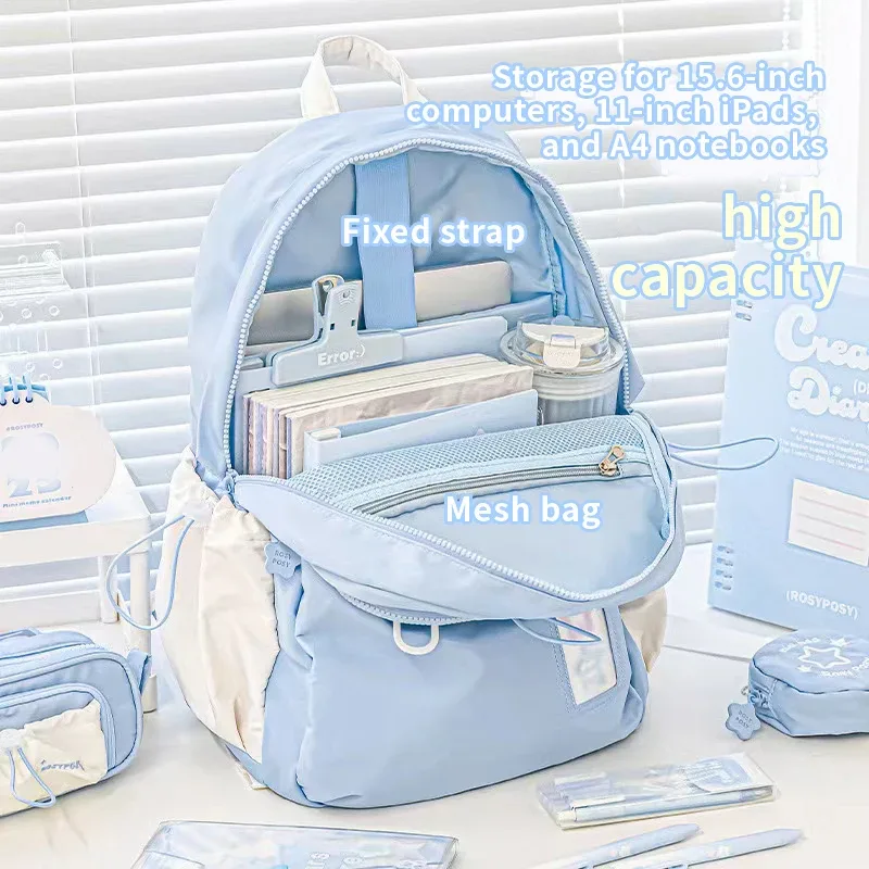 sac à dos de style crème pour étudiants, au design simple et mignon, grande capacité, léger et confortable