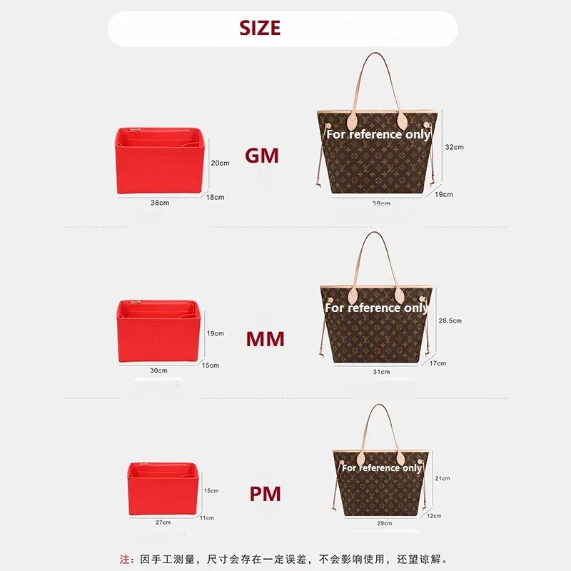 sac intérieur en vente uniquement, insert organisateur de sac pour lv neverfull gm mm pm, séparateur de maquillage, sac de compartiment de protection façonnant