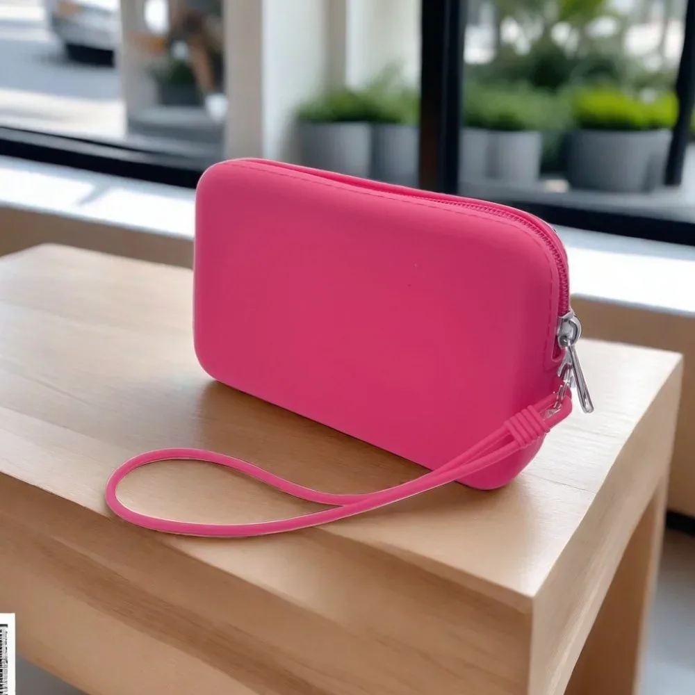 sac cosmétique rectangulaire en silicone pour femme, porte-monnaie, petit sac à objets
