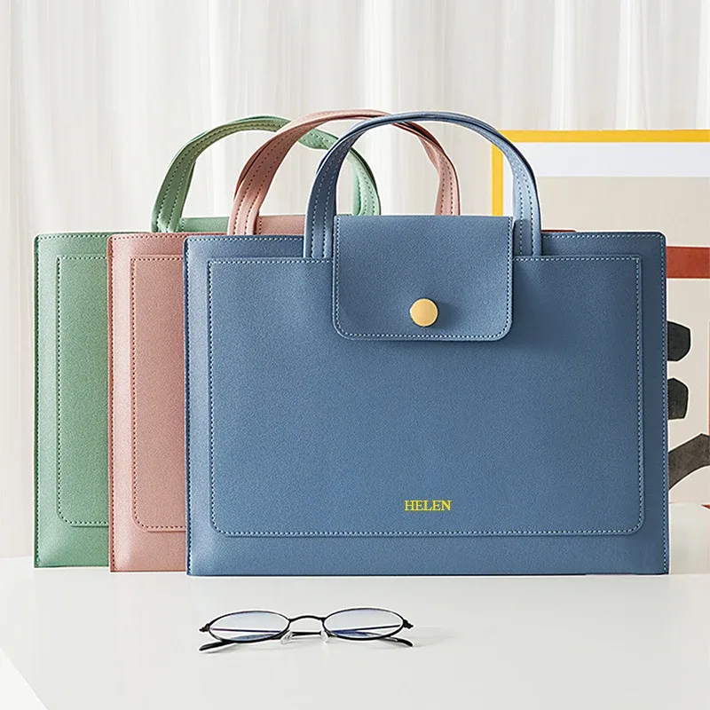 porte-documents de luxe portable de grande capacité, nom personnalisé, sac à documents en papier a4, mode femme d'affaires, pochette d'ordinateur 13 pouces, fourre-tout