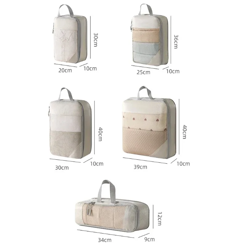 lot de 5 sacs de compression légers et portables pour le voyage, organisateur de bagages multifonctionnel pour vêtements et chaussures
