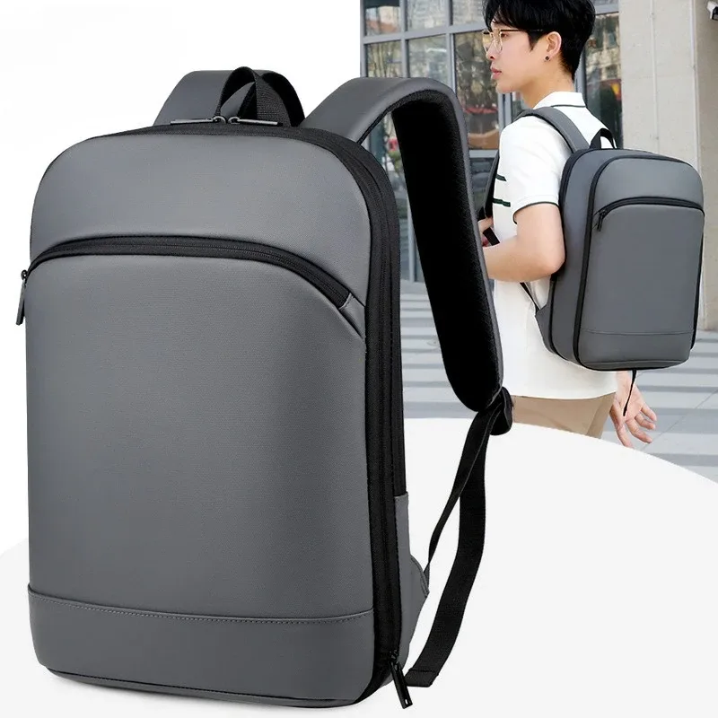 Sac à dos léger pour hommes, couleur unie, extensible, pour affaires, fermeture éclair durable, multi-compartiments, maintien parfait, 1 pièce