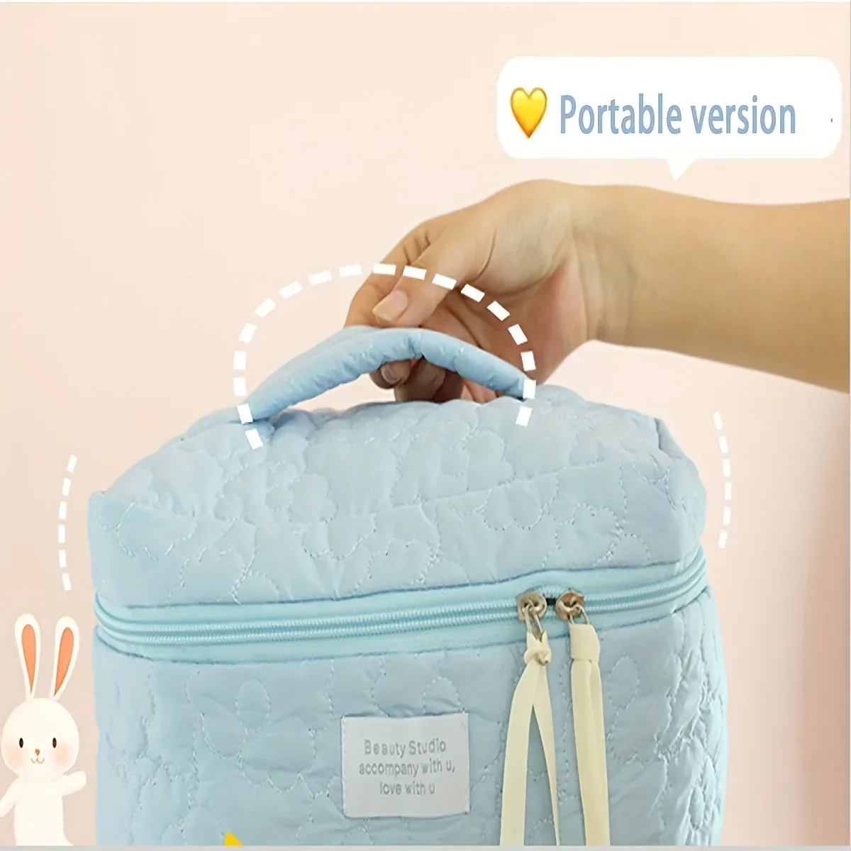 trousse de toilette tendance en tissu doux, grande capacité, couleur bonbon, sac de rangement mignon, trousse de toilette portable de voyage à motif floral pour femme