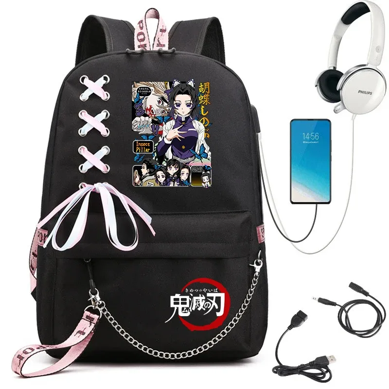 sac à dos imprimé demon slayer anime pour filles, sac à dos d'école décontracté, sac à dos de voyage léger pour adolescents