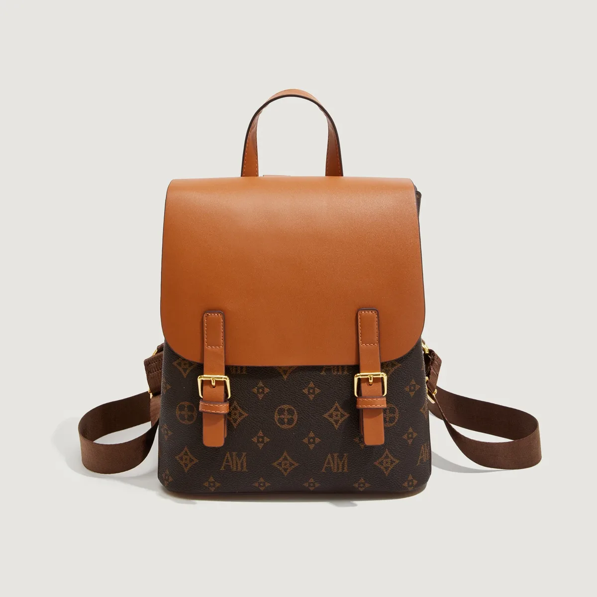 sacs à dos en pu pour femmes, design double ton, boucle en métal, sacs à bandoulière élégants, sacs à dos décontractés tendance pour femmes