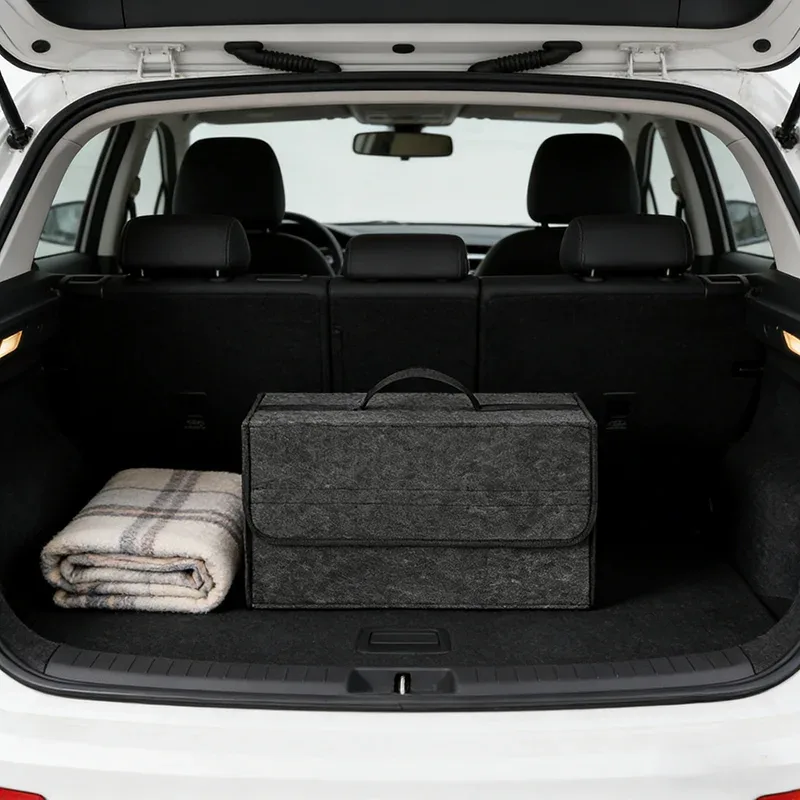 sac de rangement en feutre pour coffre de voiture, en tissu non tissé, pliable, organisateur portable avec poignée, résistant à l'usure, boîte de rangement universelle pour voiture