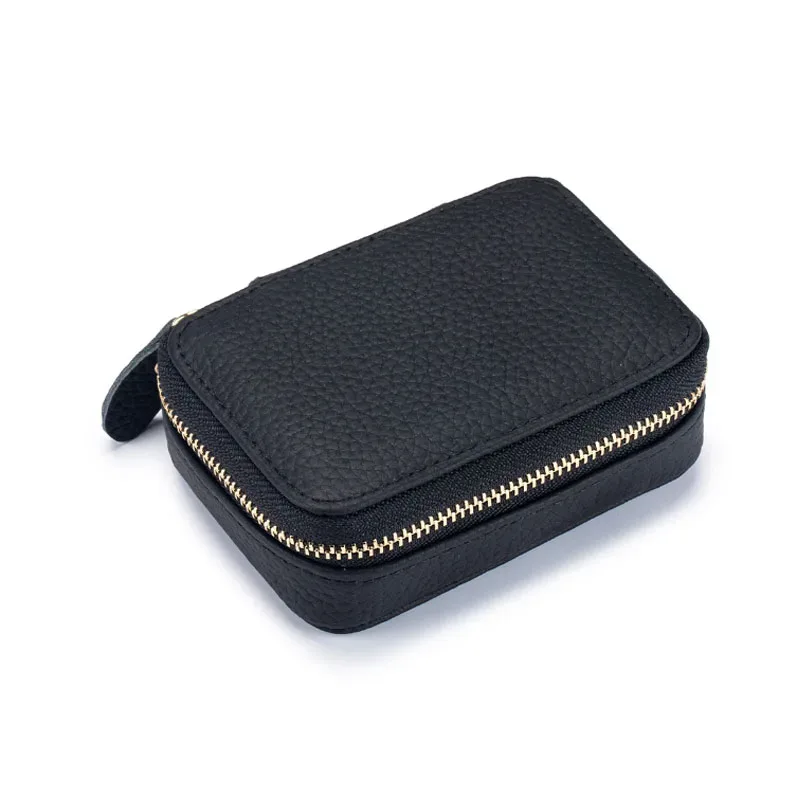 mini sac cosmétique en cuir véritable avec tête miroir pour femme, sac de rangement de maquillage en peau de cercle, sac à monnaie pour casque et rouge à lèvres