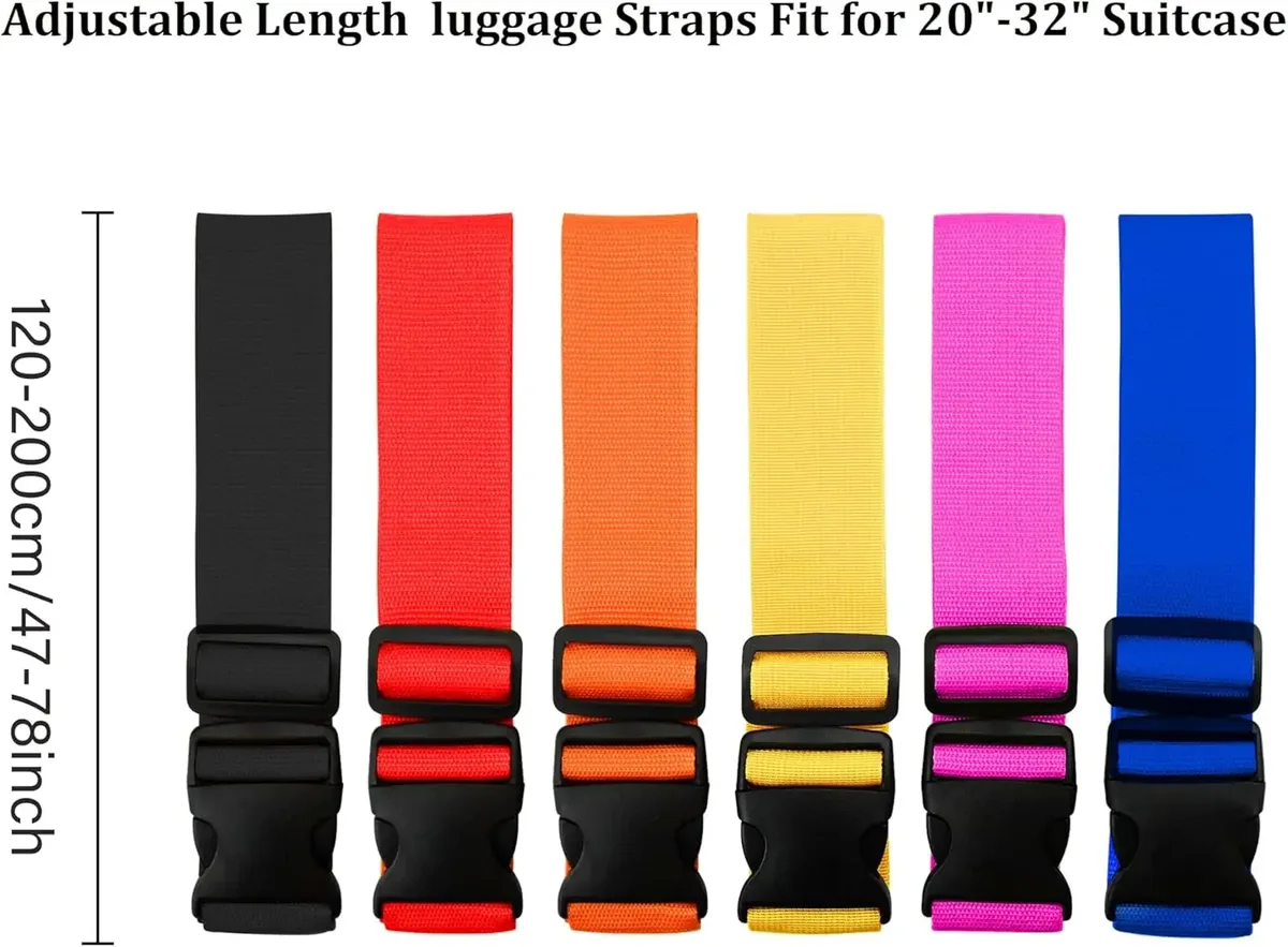 sangles de bagages réglables de couleur vive, lot de 2, ceintures de valise robustes, accessoires de sac de voyage (120-200cm x 2.5cm)