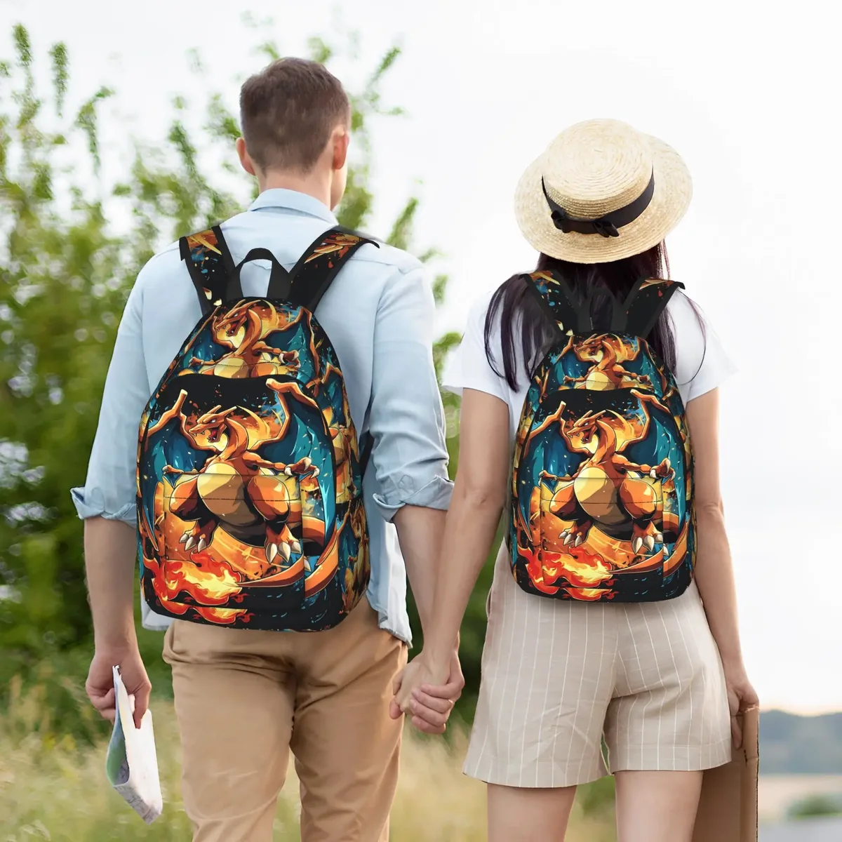 sac à dos charizard pokemon à la mode, mochilas vintage pour le travail, sac à dos rétro lavable