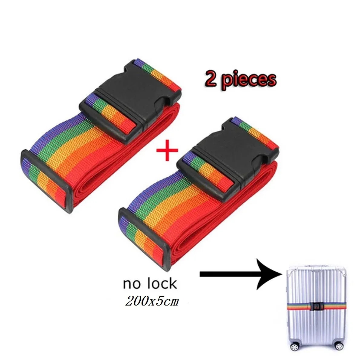 sangle de bagage réglable 165/200cm, 2 pièces, accessoires essentiels de voyage, fournitures de valise, sangles de ceinture fixes pour valise de 14 à 32 pouces