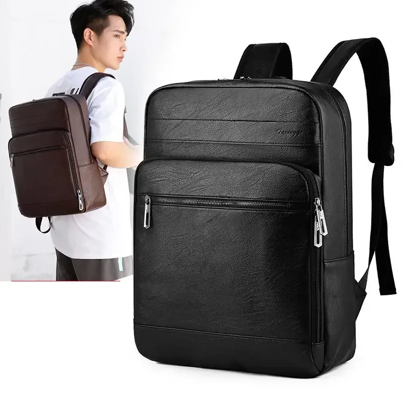 nouveau sac à dos en cuir sac à dos d'affaires décontracté pour hommes sac d'ordinateur de grande capacité sac à dos pour étudiant sac à dos de voyage simple