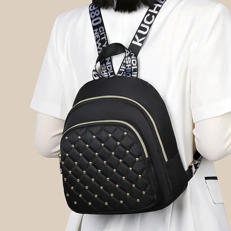 sac à bandoulière double à rivets brodés en forme de diamant pour femmes, nouveau style, sac de voyage à la mode, décontracté et polyvalent pour femmes