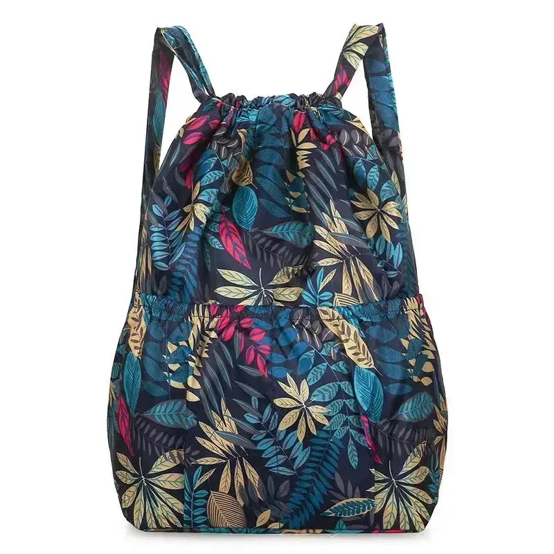 sac à dos de sport de plein air léger de grande capacité, sac à dos polyvalent en nylon avec cordon de serrage pour femmes