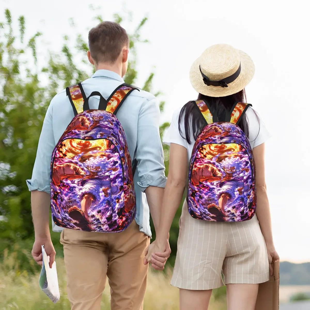sac à dos one piece anime luffy gear 5, style shonen, avec compartiment à collation, fermeture éclair, pour le campus
