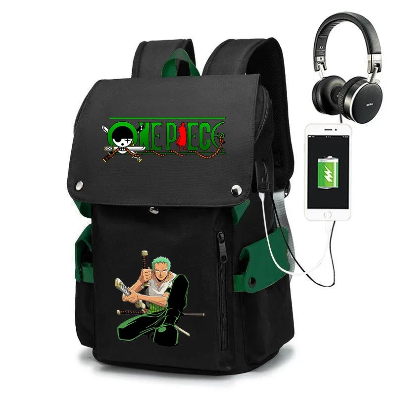 sac à dos d'école imprimé one piece zoro, sac à dos décontracté de grande capacité, sac de voyage pour enfants et adolescents