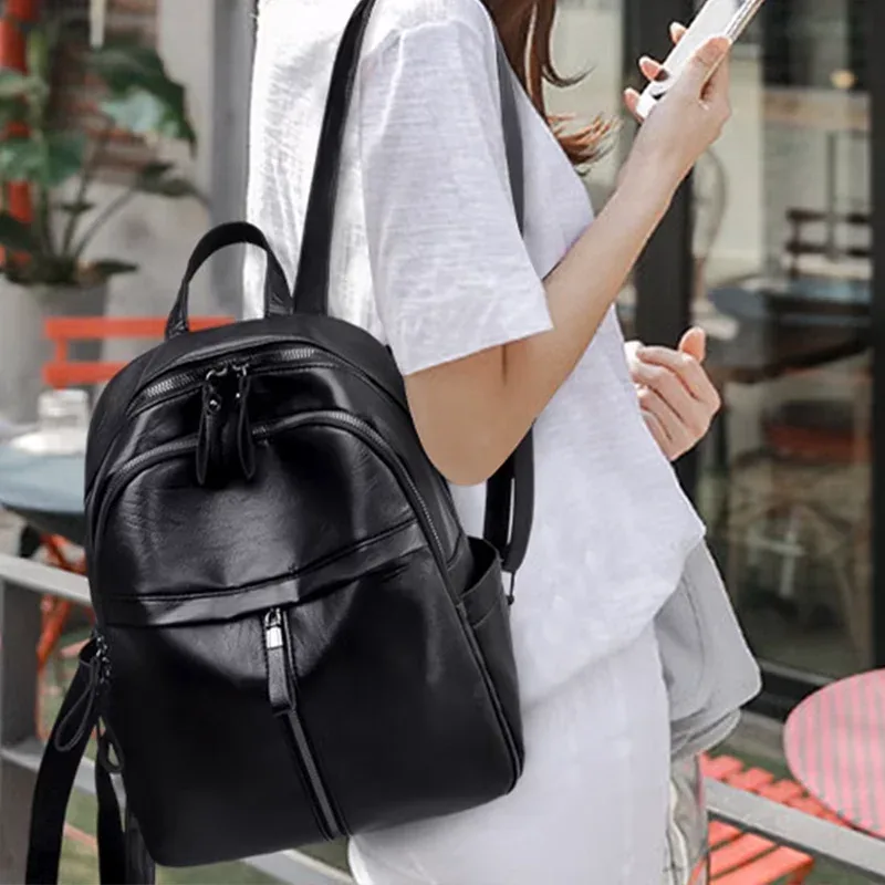 sac à dos en cuir souple grande capacité, sac de voyage décontracté, sac à bandoulière multifonctionnel pour l'université, le travail et les trajets quotidiens