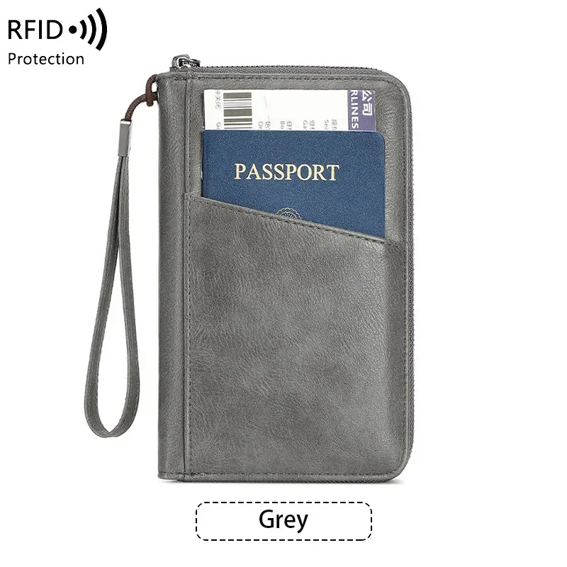 nouveau portefeuille à clip pour passeport de voyage pour femmes et hommes, porte-cartes multifonctionnel en cuir pu rfid, portefeuilles antivol, sac de rangement
