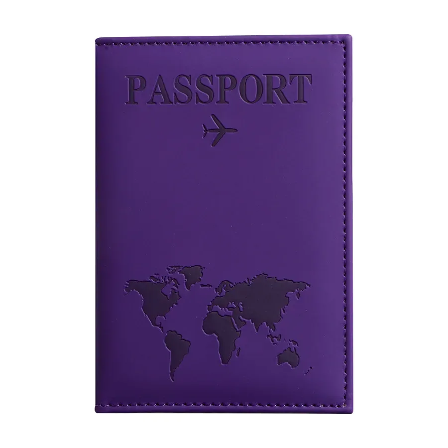 housse de passeport en cuir pu pour hommes et femmes - organisateur - porte-cartes de protection - housses de documents d'identité - étui de passeport de voyage avec carte du monde