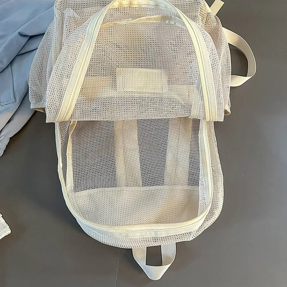 sac à dos en maille respirante, multi-poches, grande capacité, pliable, léger, transparent, pour garçons et filles