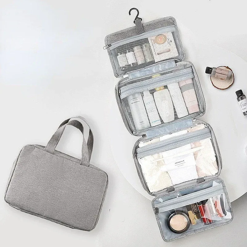 Trousse de toilette pliable et étanche pour voyage, séparation sèche et humide, sac de rangement pour cosmétiques, sac à cosmétiques de grande capacité