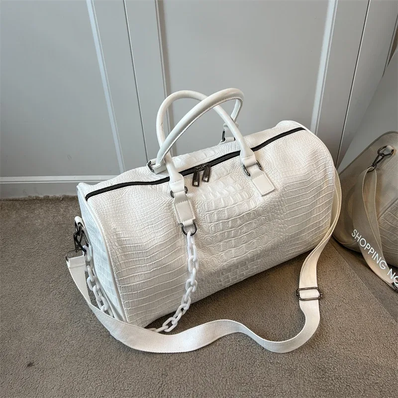 sacs de voyage grande capacité en cuir pu motif crocodile, sacs fourre-tout imperméables, sacs de sport et de yoga pour femmes