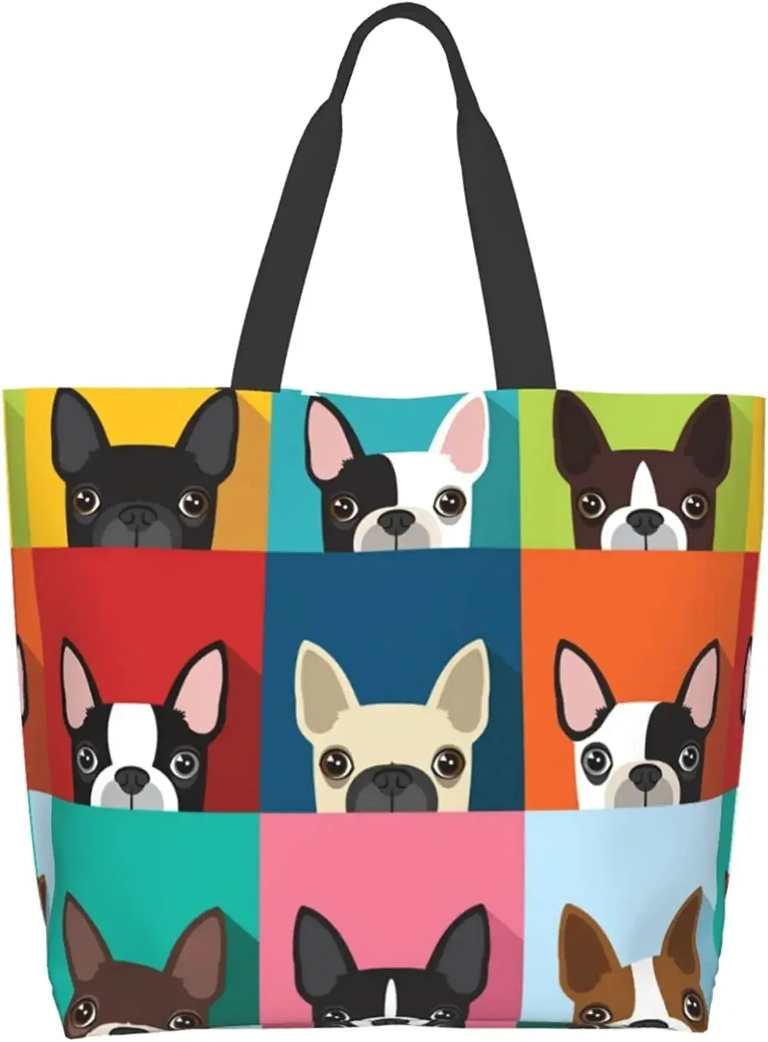 Sac fourre-tout bouledogue français pour femme, sac à main cartable à poignée supérieure, sac à main décontracté, mignon, mode initiée, travail, école, voyage, shopping
