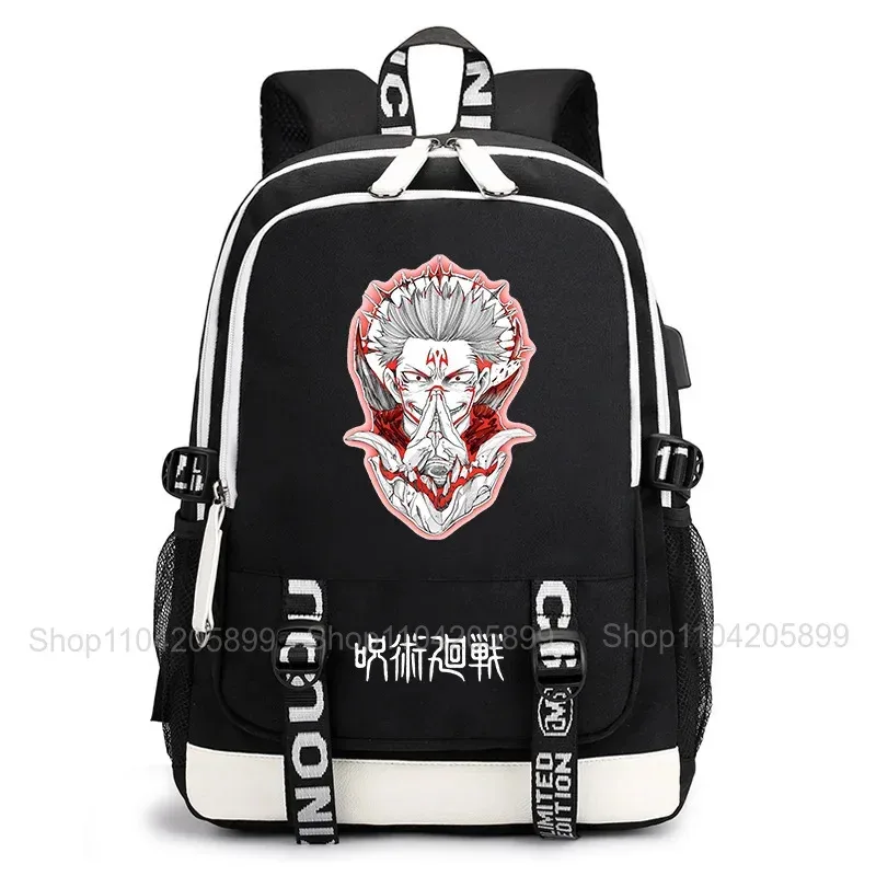 sac à dos jujutsu kaisen, anime satoru gojo itadori yuji, sac d'école pour étudiants, grande capacité, port de chargement usb, sac à dos de voyage