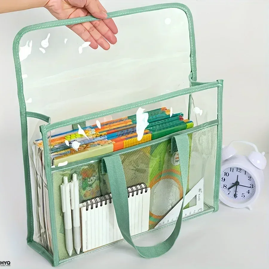 sac fourre-tout transparent pour les examens scolaires, organisateur de documents en pvc transparent, sac à main étanche avec poignées renforcées pour la papeterie