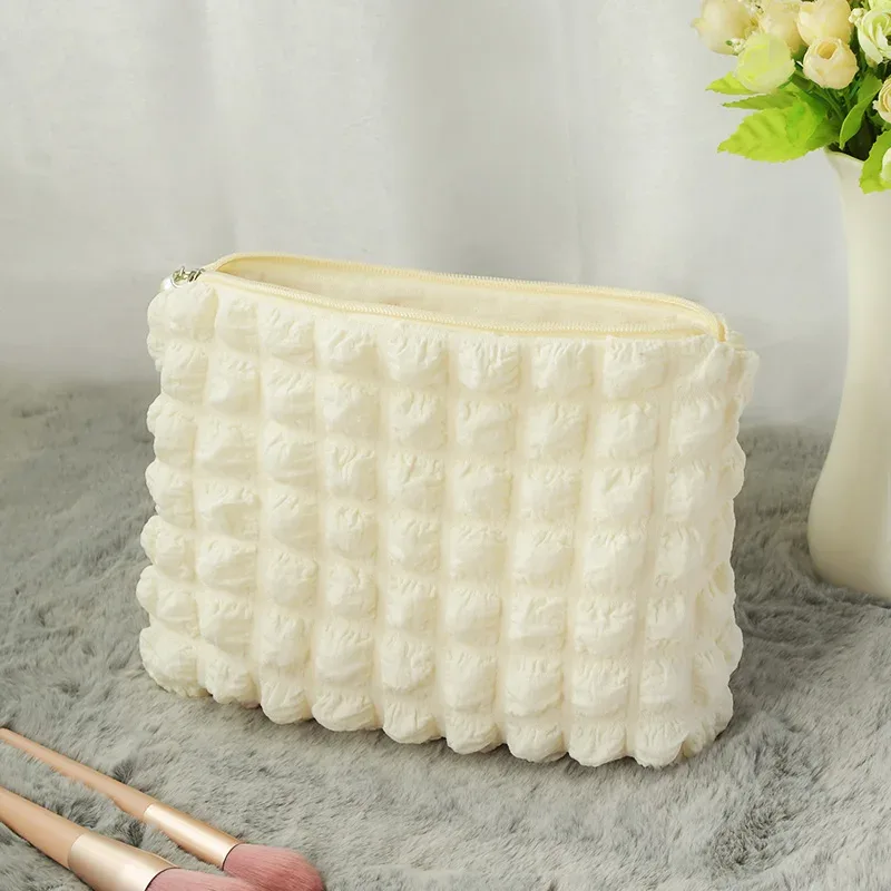 poudres de maquillage souples portables pour dames et filles, fermeture éclair, populaire, boho, réutilisable, capacité de gril à bulles, sac cosmétique, évaluation de voyage