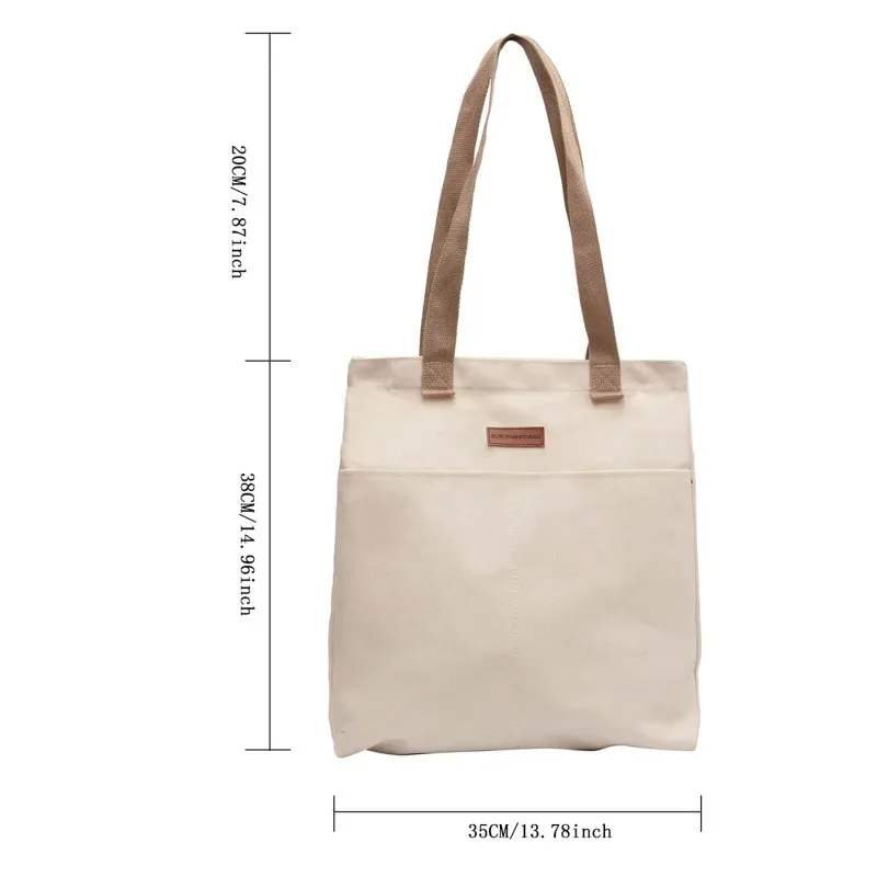 sac à bandoulière en toile pour femmes, sacs de shopping pour dames, sacs d'épicerie de haute qualité, fourre-tout de couleur unie pour livres pour filles