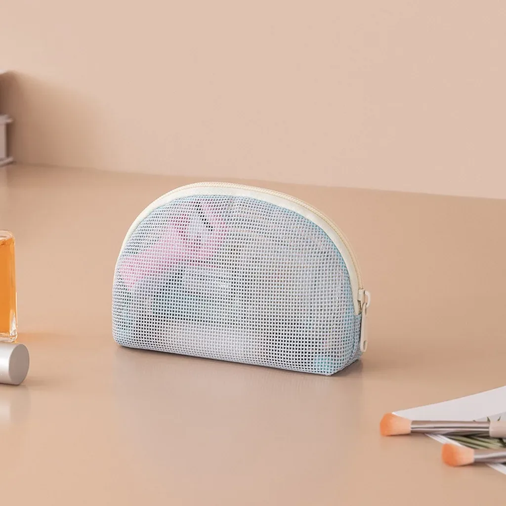 pochette de rangement portable, sac à cosmétiques en maille multi-usages, organisateur de maquillage respirant, trousse de toilette transparente pour la douche